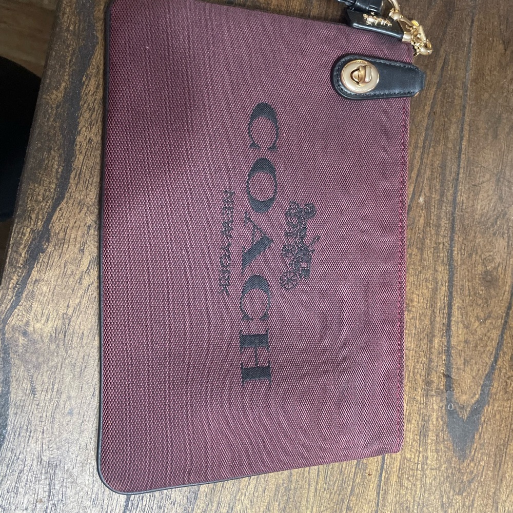 Coach Maroon Wristlet with Black Accents